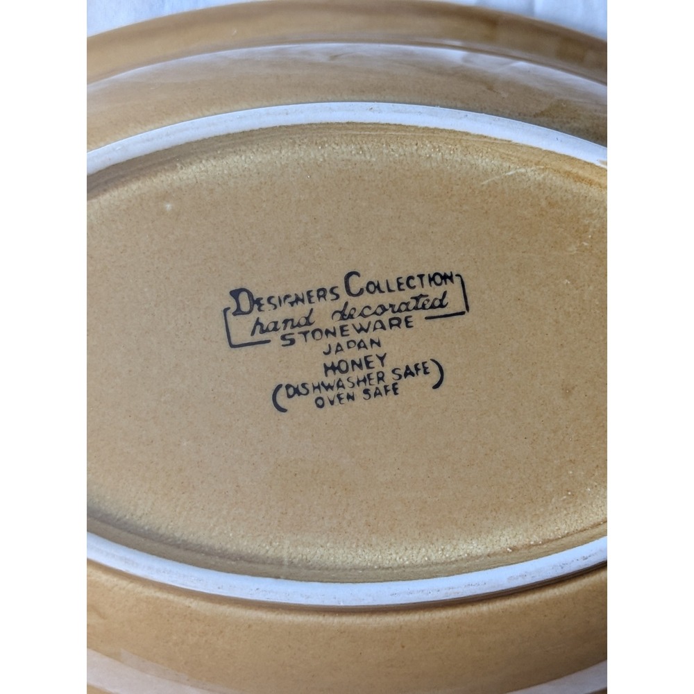 Designers Collection Stoneware Japan Honey Oval Serving Bowl Hand Decorat 9.75in - Picture 5 of 9